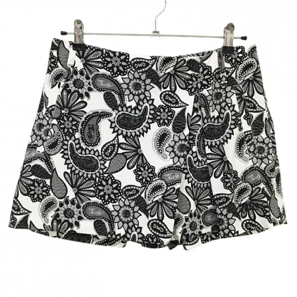 【超美品】ダンスウィズドラゴン キュロットスカート 白×黒 ペイズリー柄 レディース 3(L) ゴルフウェ..