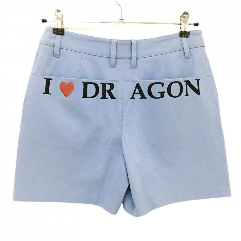 【超美品】ダンスウィズドラゴン キュロットスカート ライトブルー ロゴ黒 レディース 2(M) ゴルフウェア Dance With Dragon