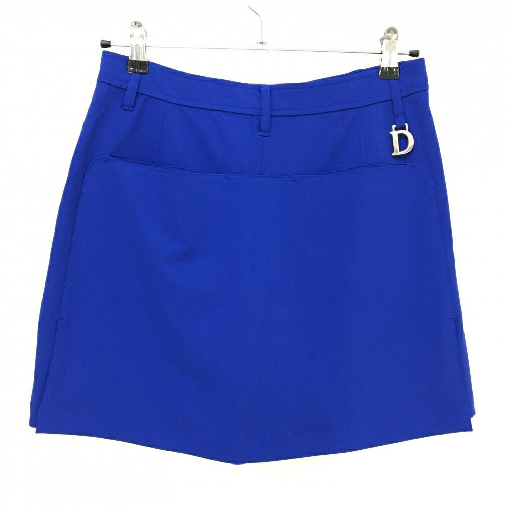 【超美品】ダンスウィズドラゴン スカート ブルー×白 スパンコールロゴ 内側パンツ レディース 2(M) ゴルフウェア Dance With Dragon