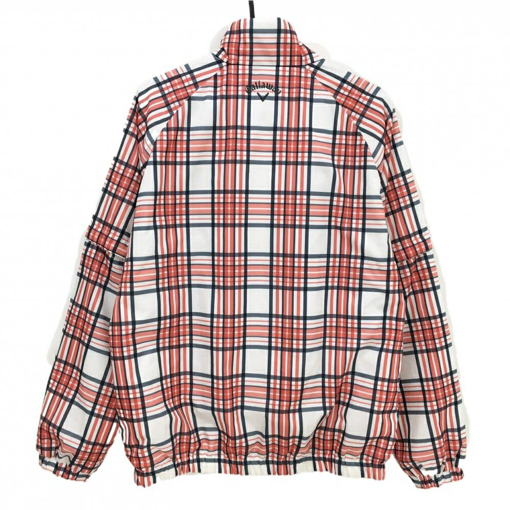 【美品】キャロウェイ 4WAY中綿リバーシブルジャケット 白×レッド×ネイビー チェック 裏白 袖着脱可 メンズ LL ゴルフウェア Callaway