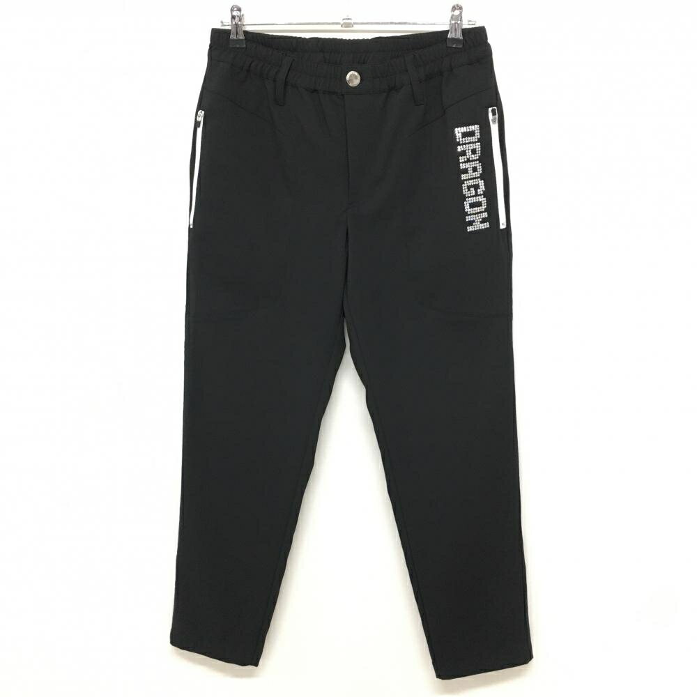 【超美品】ダンスウィズドラゴン パンツ 黒 ストレッチ ラインストーンロゴ UVケア 接触冷感 メンズ 2(M) ゴルフウェア Dance With Dragon