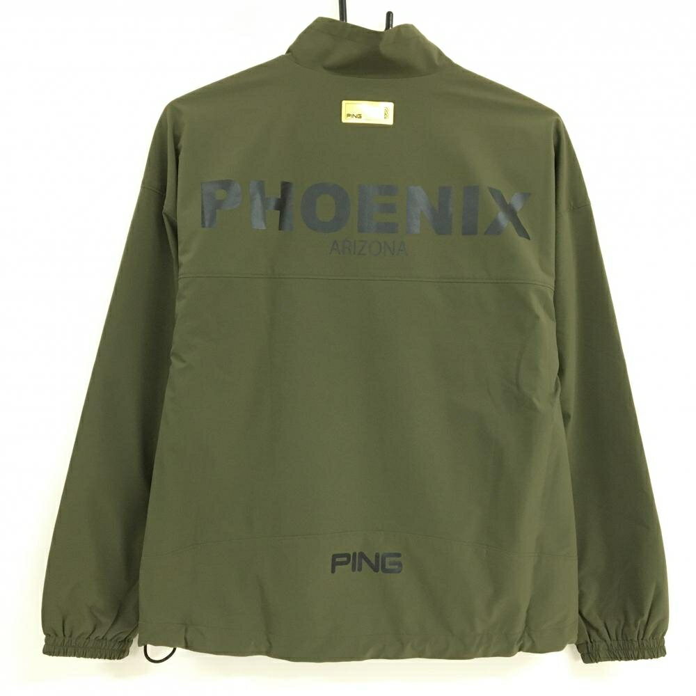 【超美品】ピン ジャケット カーキ ダブルジップ ロゴ 裏地メッシュ レディース S ゴルフウェア PING