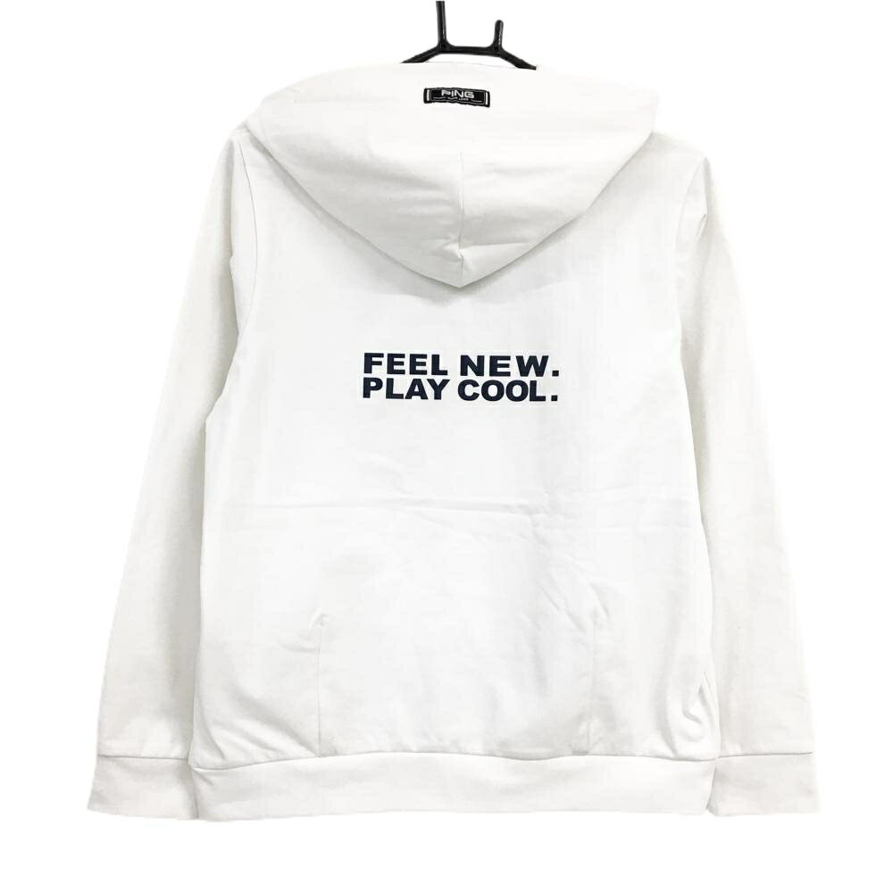 ピン パーカー 白×ネイビー フロントロゴプリント レディース M ゴルフウェア 2023年モデル PING