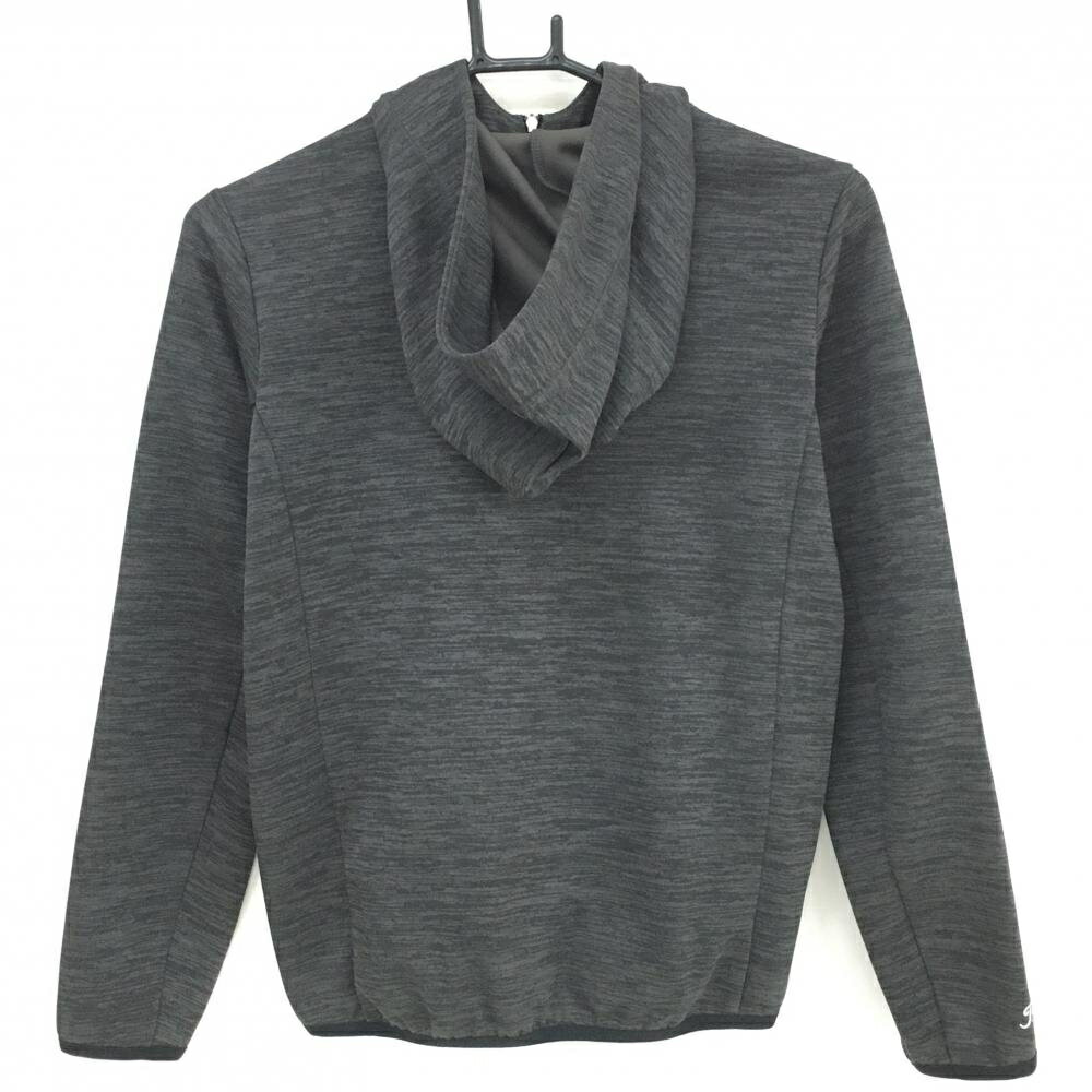 【美品】タイトリスト フード付ブルゾン 杢ダークグレー×白 胸ロゴ ハーフジップ レディース M ゴルフウェア TITLEIST