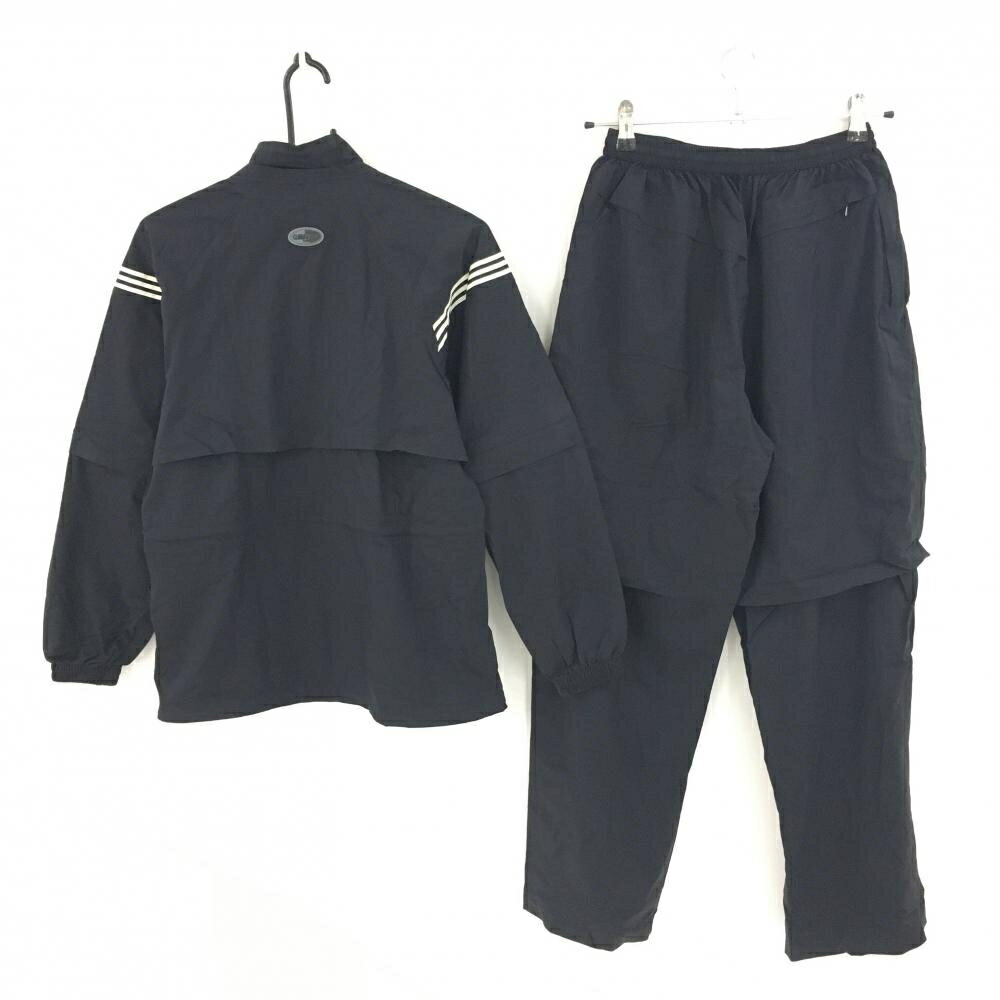 アディダス レインウェア(2WAYジャケット×パンツ) 黒×白 袖着脱可 3ライン 収納袋 レディース S/P ゴルフウェア adidas