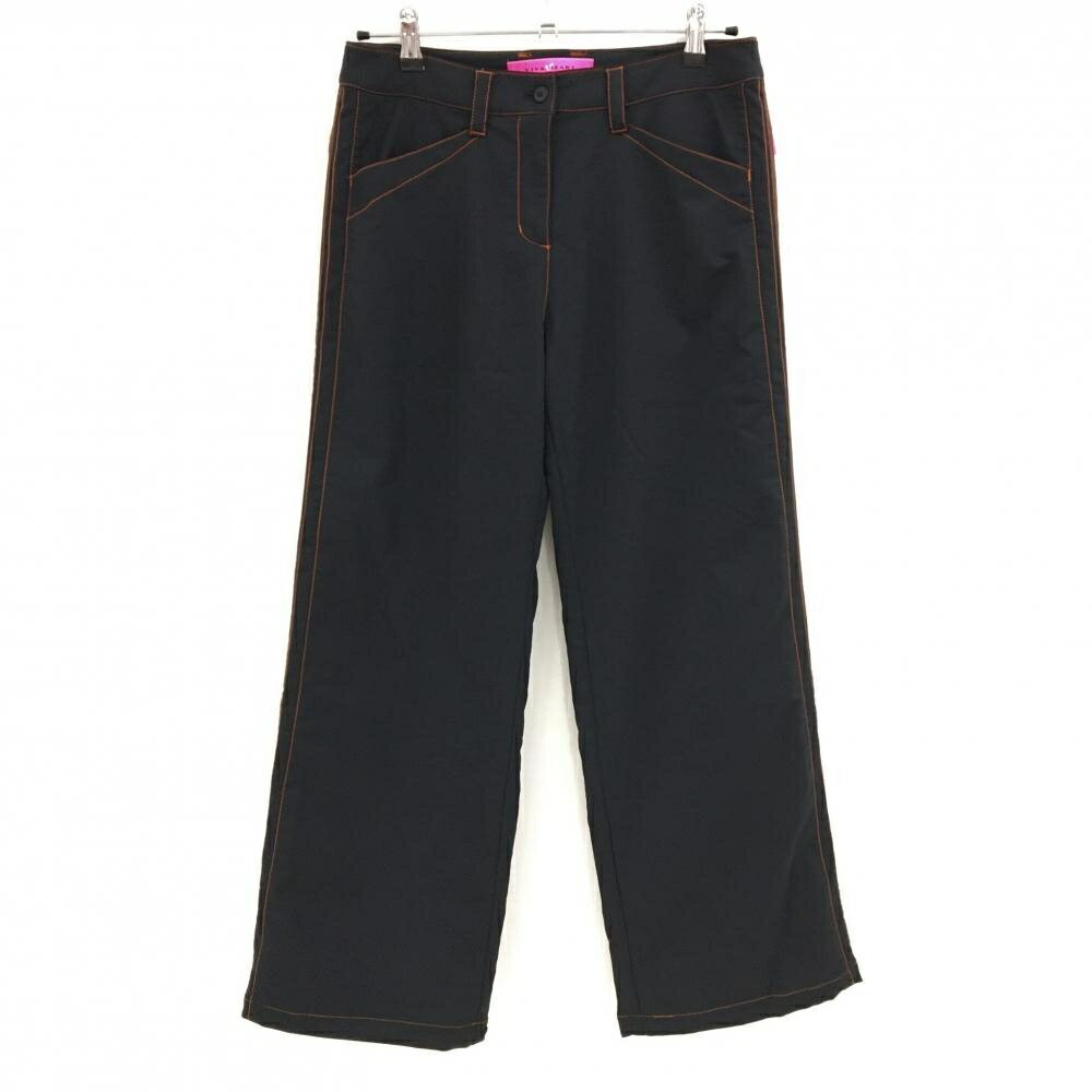 【美品】ビバハート パンツ 黒 裏微起毛 オレンジステッチ レディース 42(L) ゴルフウェア VIVA HEART