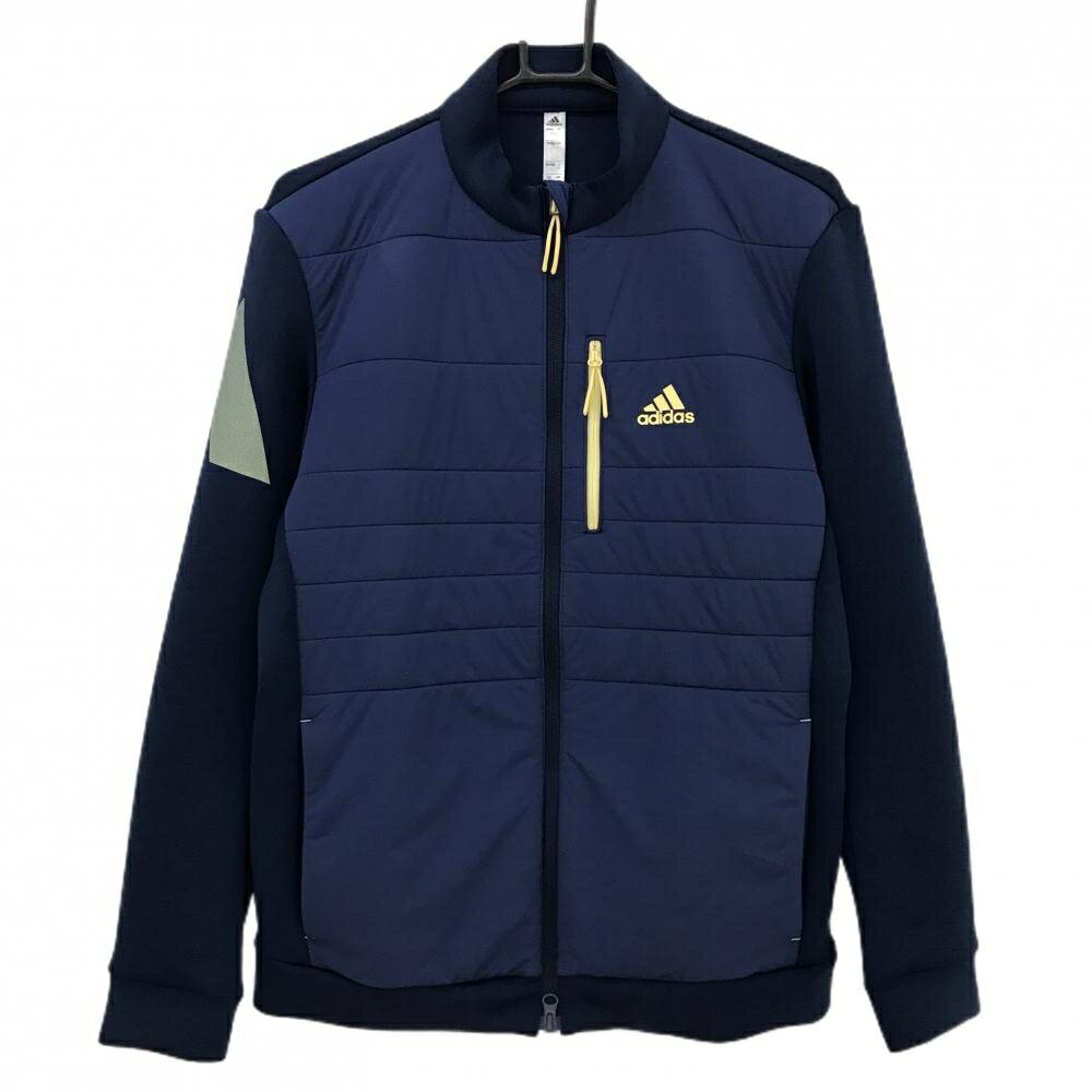 【超美品】アディダス 中綿切替ジャケット ネイビー 前身頃中綿 ダンボールニット メンズ M ゴルフウェア adidas