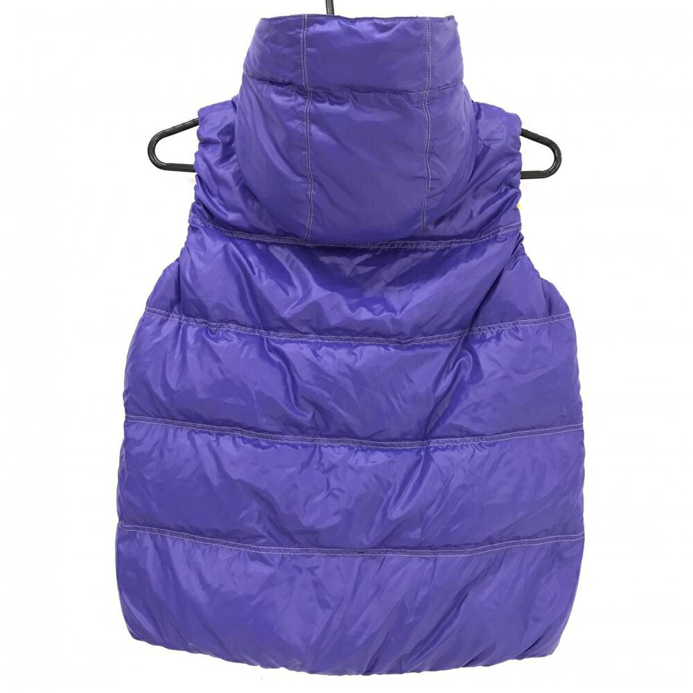 【超美品】ルコックゴルフ ダウンベスト ブルー系×イエロー フード取外し可 レディース M ゴルフウェア le coq sportif