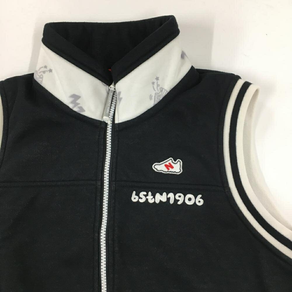 【美品】ニューバランスゴルフ ノースリーブワンピース 黒×白 ネック・スカート部...