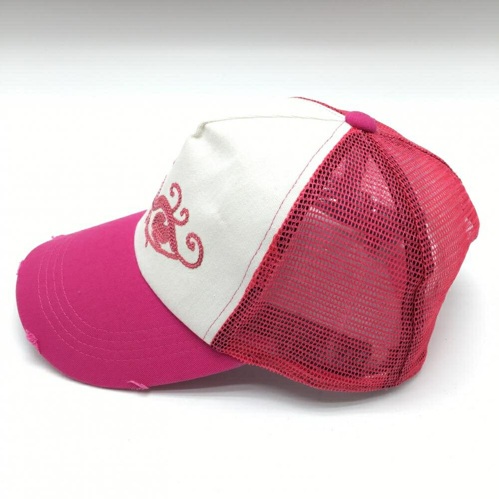 【超美品】ダンスウィズドラゴン メッシュキャップ ピンク×白 スパンコール ドラゴン 99(F) ゴルフウェア Dance With Dragon