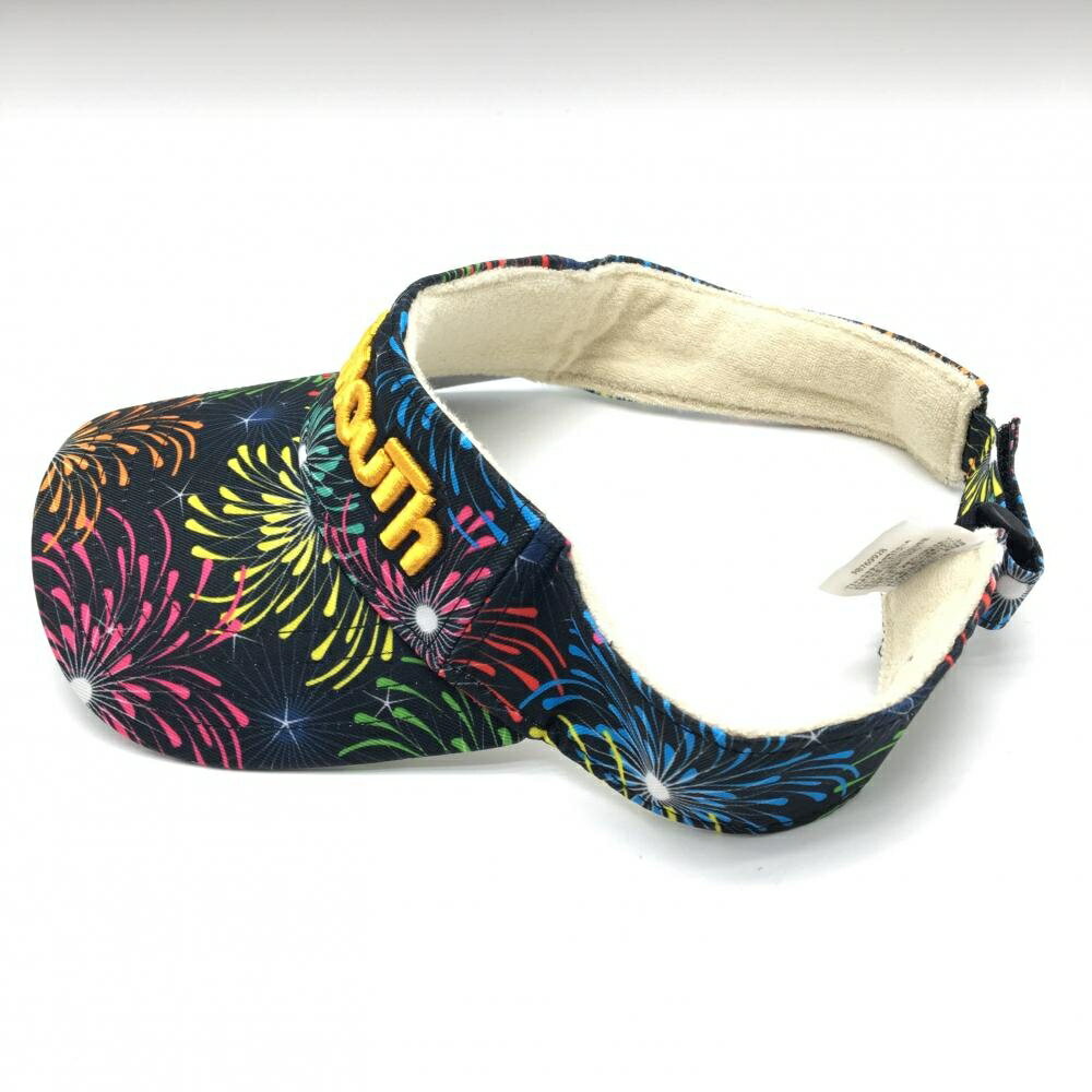 【美品】ラウドマウス サンバイザー 黒×マルチカラー グランドフィナーレ 総柄 ゴルフウェア LOUDMOUTH