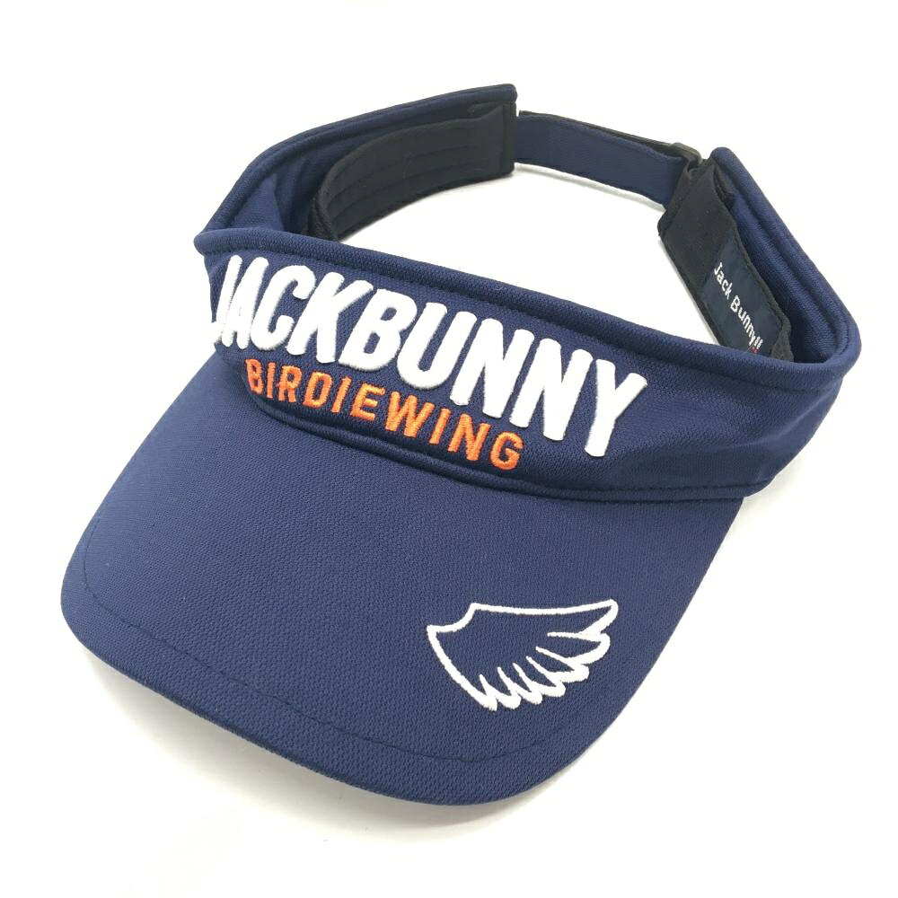 其它 - 【超美品】ジャックバニー×BRIDGE WING サンバイザー ネイビー×白 立体ロゴ ゴルフウェア Jack Bunny