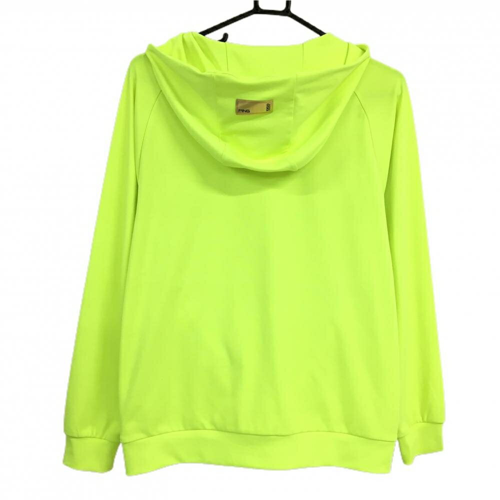 【美品】ピン パーカー 蛍光イエロー×黒 フロントロゴプリント 薄手 レディース S ゴルフウェア 2023年モデル PING