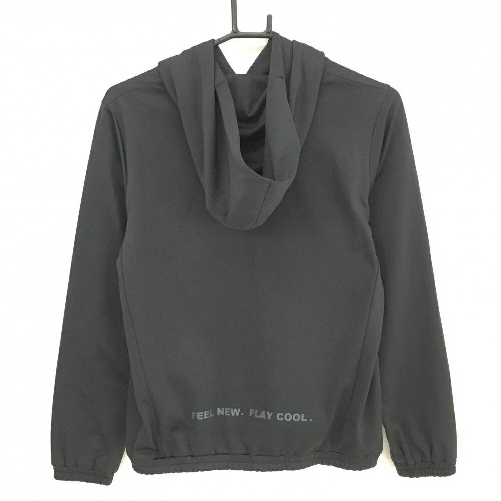 ピン パーカー 黒×シルバー フロントロゴプリント 裾ゴム レディース S ゴルフウェア PING