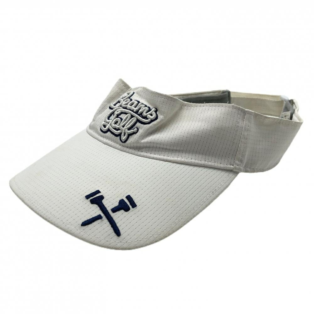 ビームスゴルフ サンバイザー 白×ネイビー 立体ロゴ刺しゅう M ゴルフウェア BEAMS GOLF