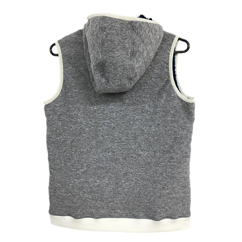 【美品】フィラ フード付リバーシブルベスト グレー 裏ボアネイビー レディース M ゴルフウェア FILA GOLF