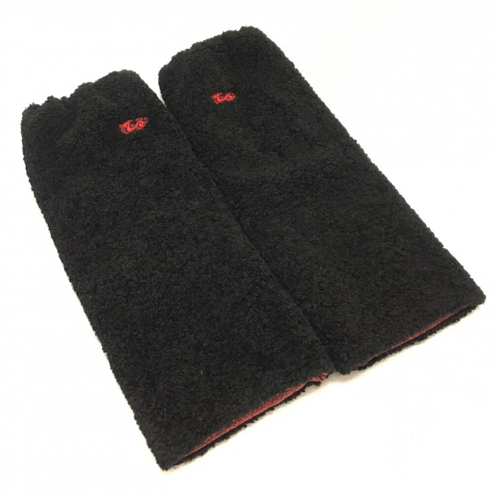 【超美品】ダンスウィズドラゴン リバーシブルレッグウォーマー 黒 ボア 裏レッド 総柄 レディース ゴ..