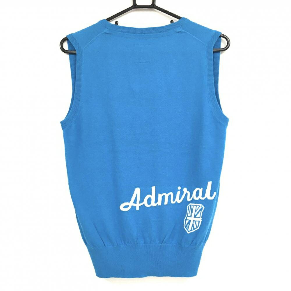 【美品】アドミラル ニットベスト ライトブルー ロゴ白 Vネック 薄手 レディース M ゴルフウェア Admiral
