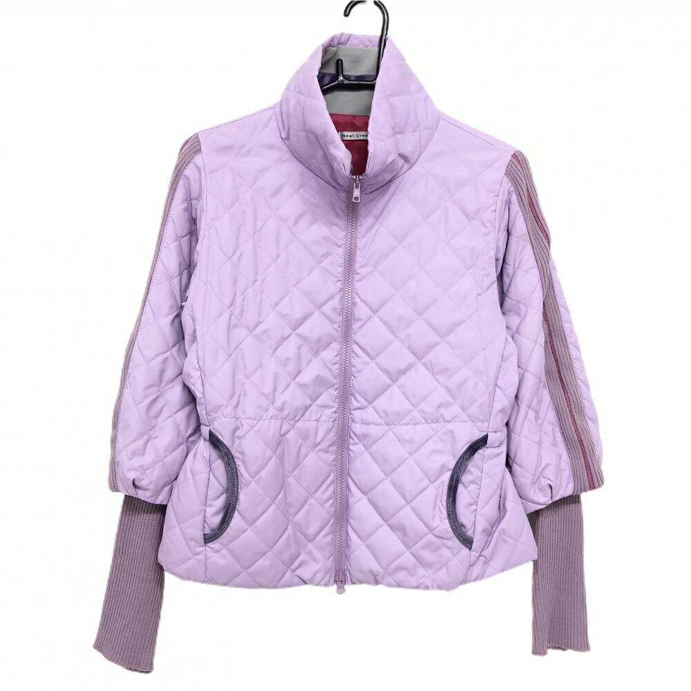 ヒールクリーク 2WAY中綿ジャケット パープル 一部ニット 袖着脱可 レディース 40(M) ゴルフウェア Heal Creek