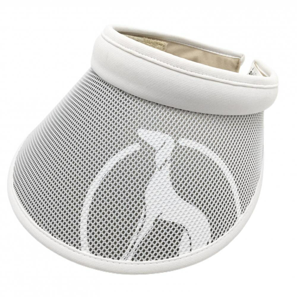 【美品】アダバット つば広サンバイザー 白 つばロゴ レディース 表記なし ゴルフウェア adabat