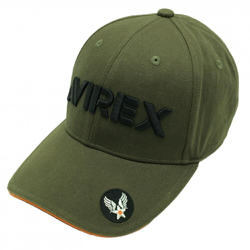 【美品】アヴィレックス キャップ カーキ×黒 立体ロゴ F ゴルフウェア AVIREX