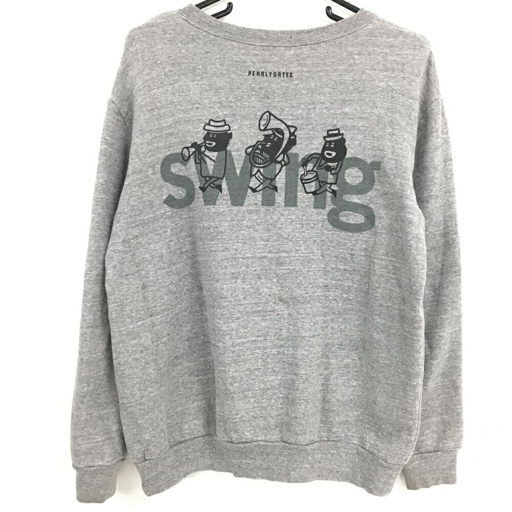 パーリーゲイツ トレーナー グレー×黒 背面ビッグプリント 裏起毛 レディース 2(L) ゴルフウェア PEARLY GATES