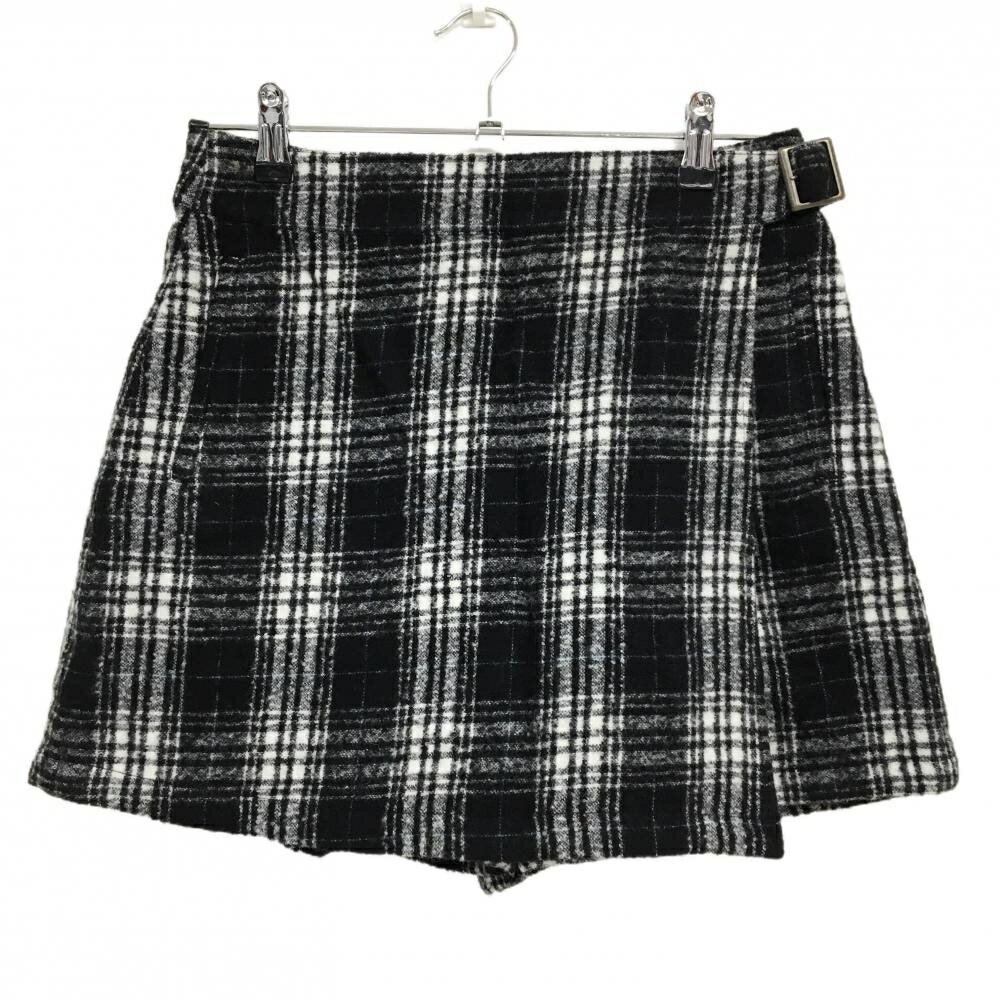 【美品】ビームスゴルフ キュロットスカート 黒×白 チェック柄 ウール アンゴラ混 レディース M ゴルフウェア BEAMS GOLF