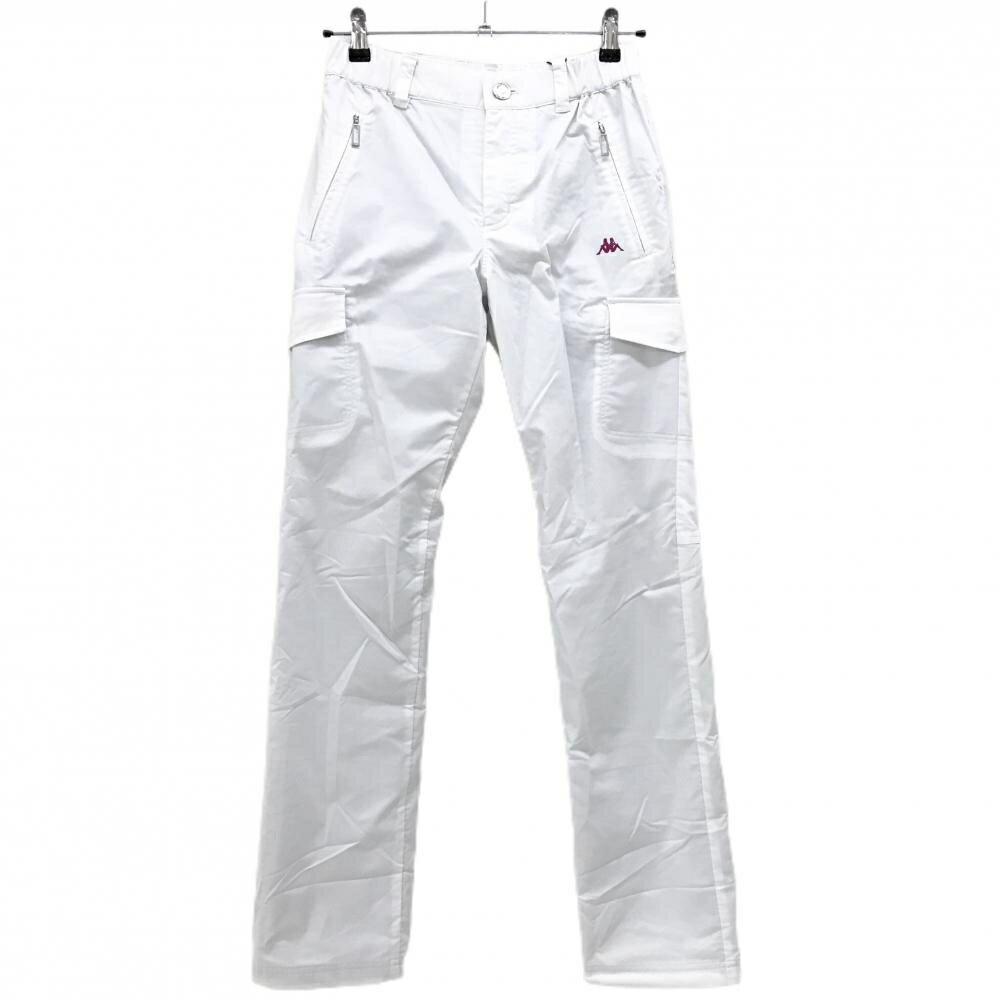 【新品】カッパ カーゴパンツ 白 ロゴピンク 裏地微起毛 発熱 保温 レディース M ゴルフウェア Kappa