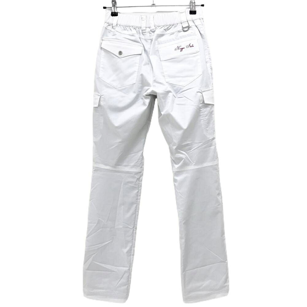 【新品】カッパ カーゴパンツ 白 ロゴピンク 裏地微起毛 発熱 保温 レディース M ゴルフウェア Kappa