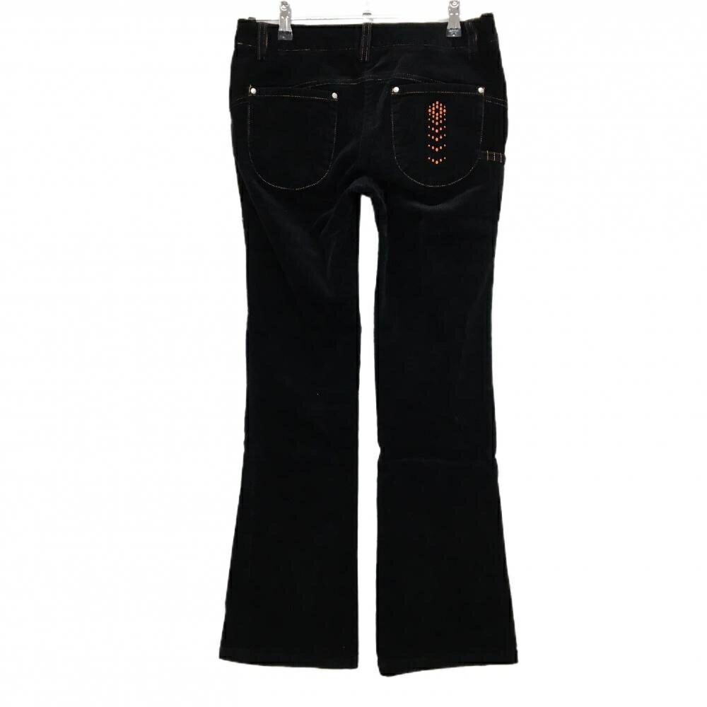 【美品】プーマ コーデュロイパンツ 黒 ティー装着可 レディース M ゴルフウェア PUMA