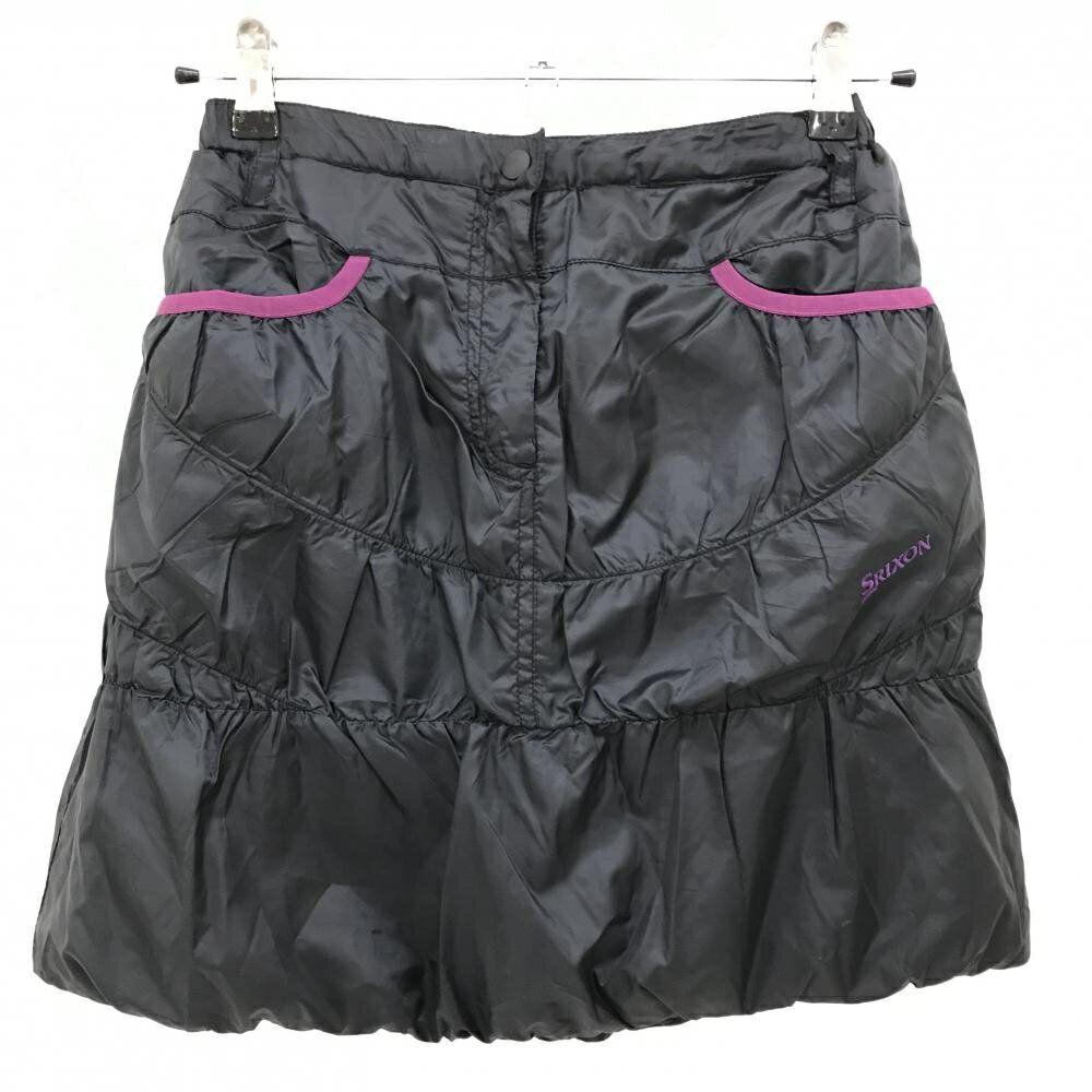 【超美品】スリクソン 中綿スカート ダークグレー×ピンクパープル ロゴ刺しゅう ウエストゴム レディース M ゴルフウェア SRIXON