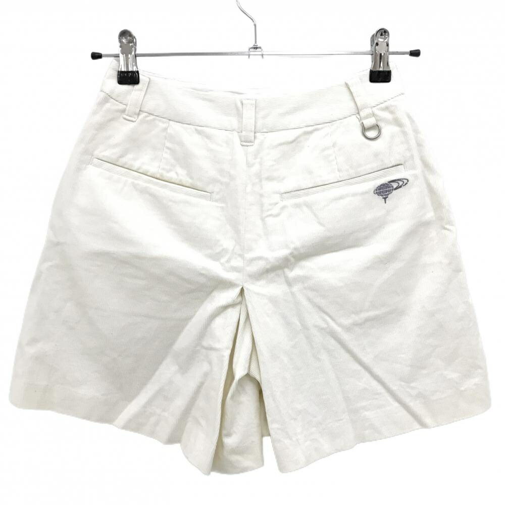 【美品】ビームスゴルフ キュロットスカート 白 コーデュロイ 後ロゴ刺しゅう レディース S ゴルフウェア BEAMS GOLF