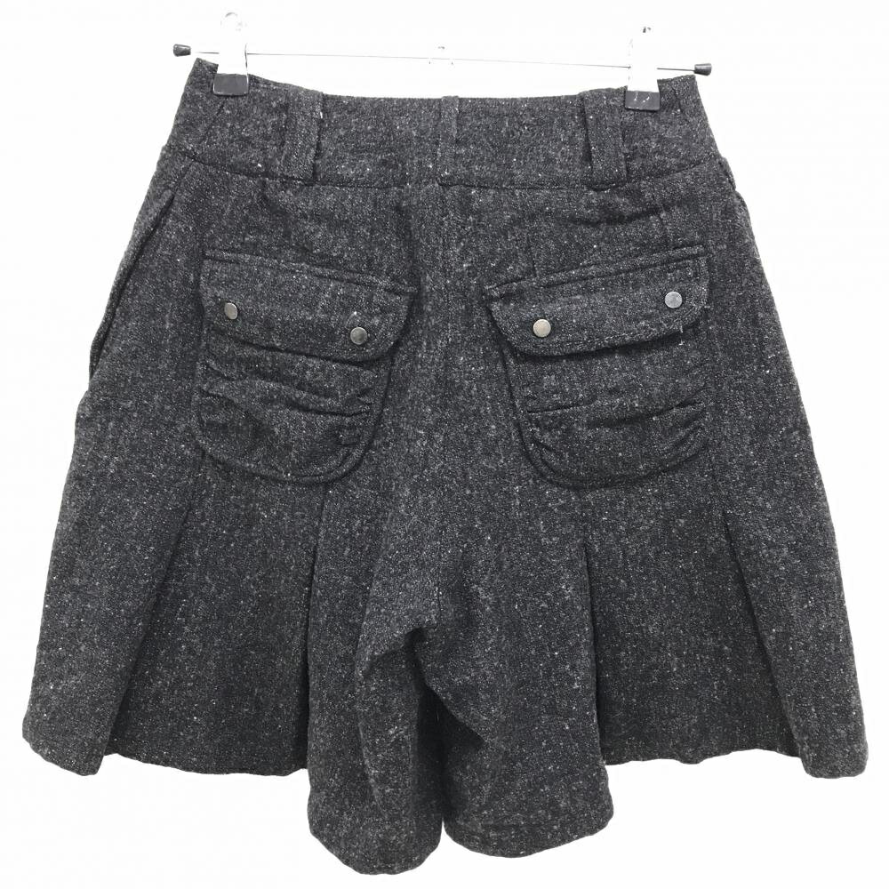 【美品】マークアンドロナ キュロットスカート 杢ダークグレー 微起毛素材 ベロアリボン レディース M ゴルフウェア MARK＆LONA