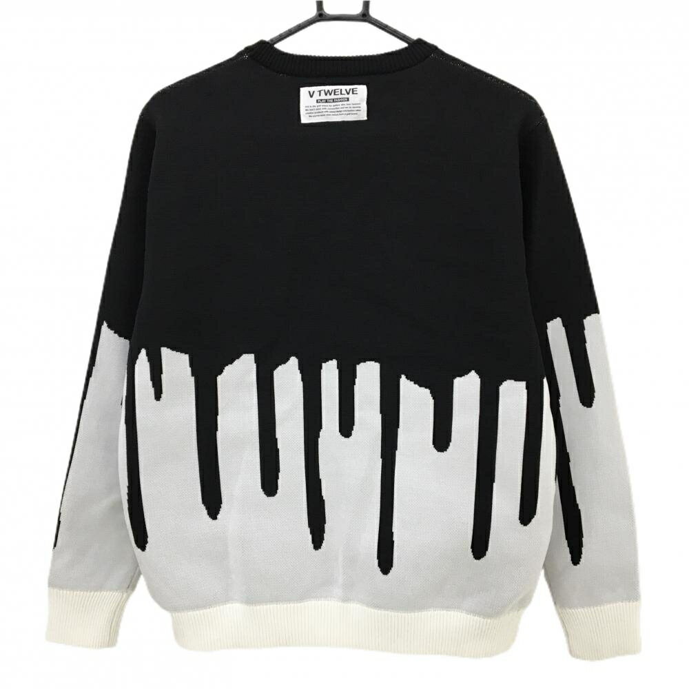 【美品】V12 セーター 黒×白 フロントロゴ MELT KNIT ニット メンズ M ゴルフウェア 2023年モデル V12