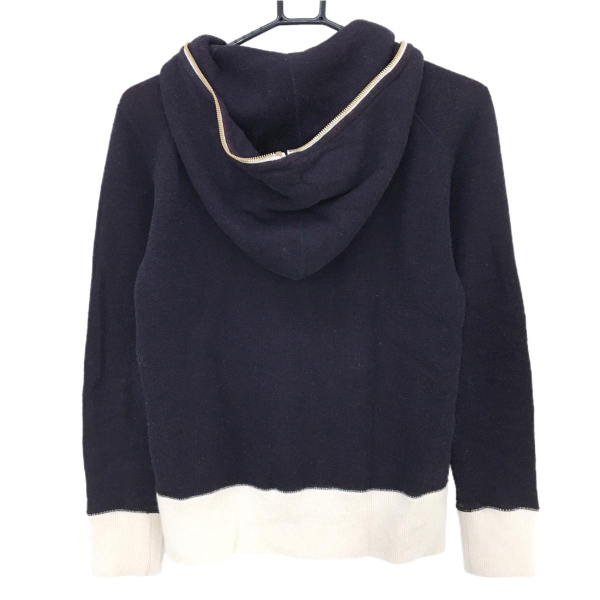 マークアンドロナ ニットジップパーカー ネイビー系×白 スカル 星 レディース M ゴルフウェア MARK＆LONA