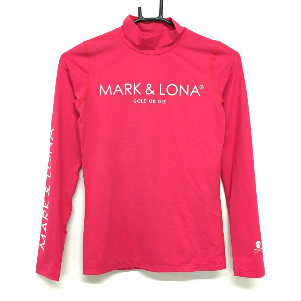 【新品】マークアンドロナ ハイネックインナーシャツ ピンク ロゴ白 レディース 38(M) ゴルフウェア MARK＆LONA