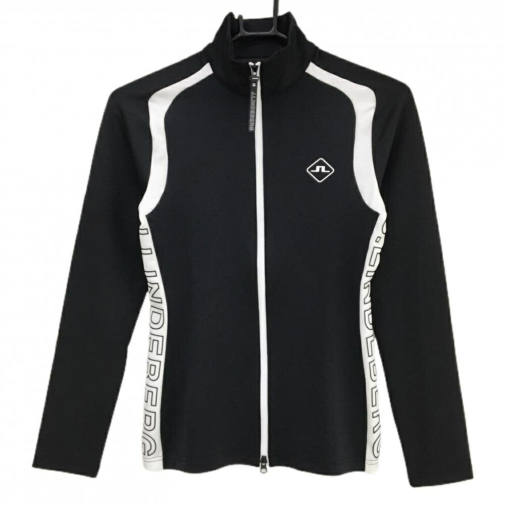 【新品】ジェイリンドバーグ ジャケット 黒×白 サイドロゴ ストレッチ レディース XS ゴルフウェア J．LINDEBERG