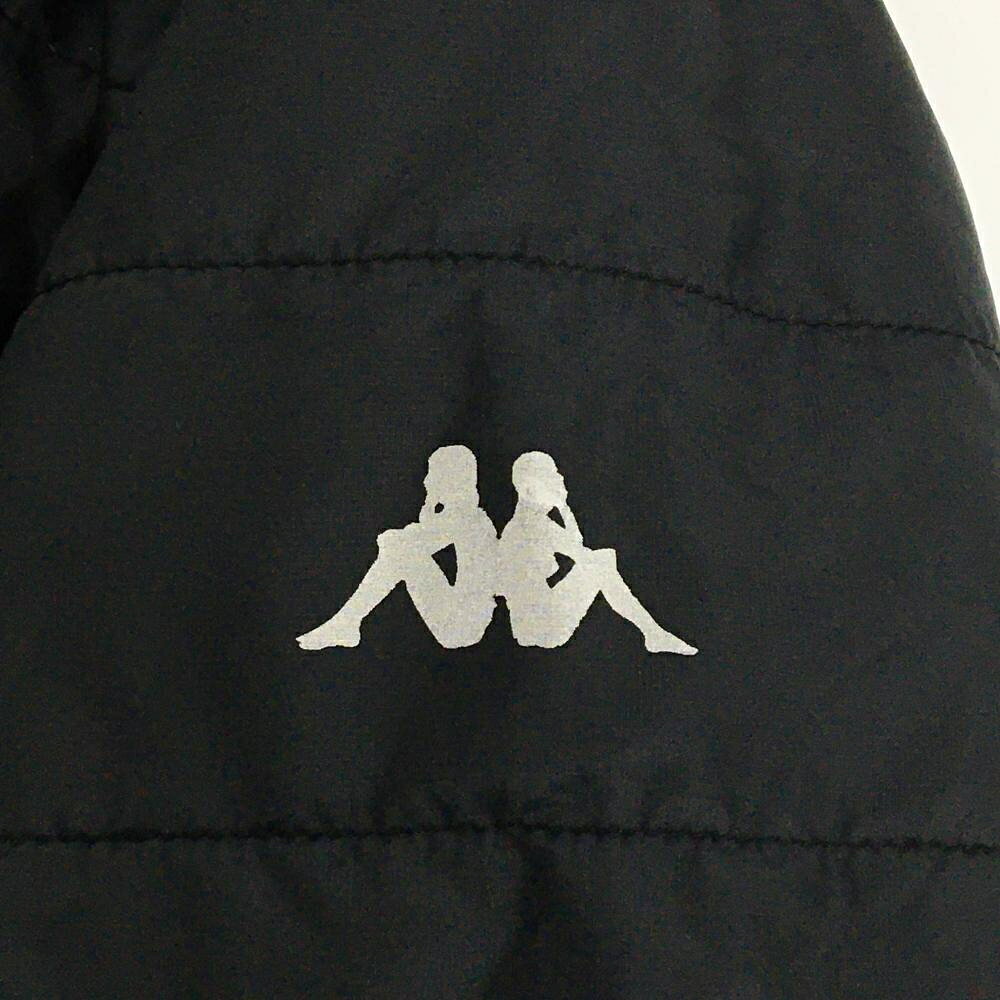 【美品】カッパ 2WAY中綿ジャケット 黒 袖着脱可 ロゴプリント メンズ M ゴルフウ...