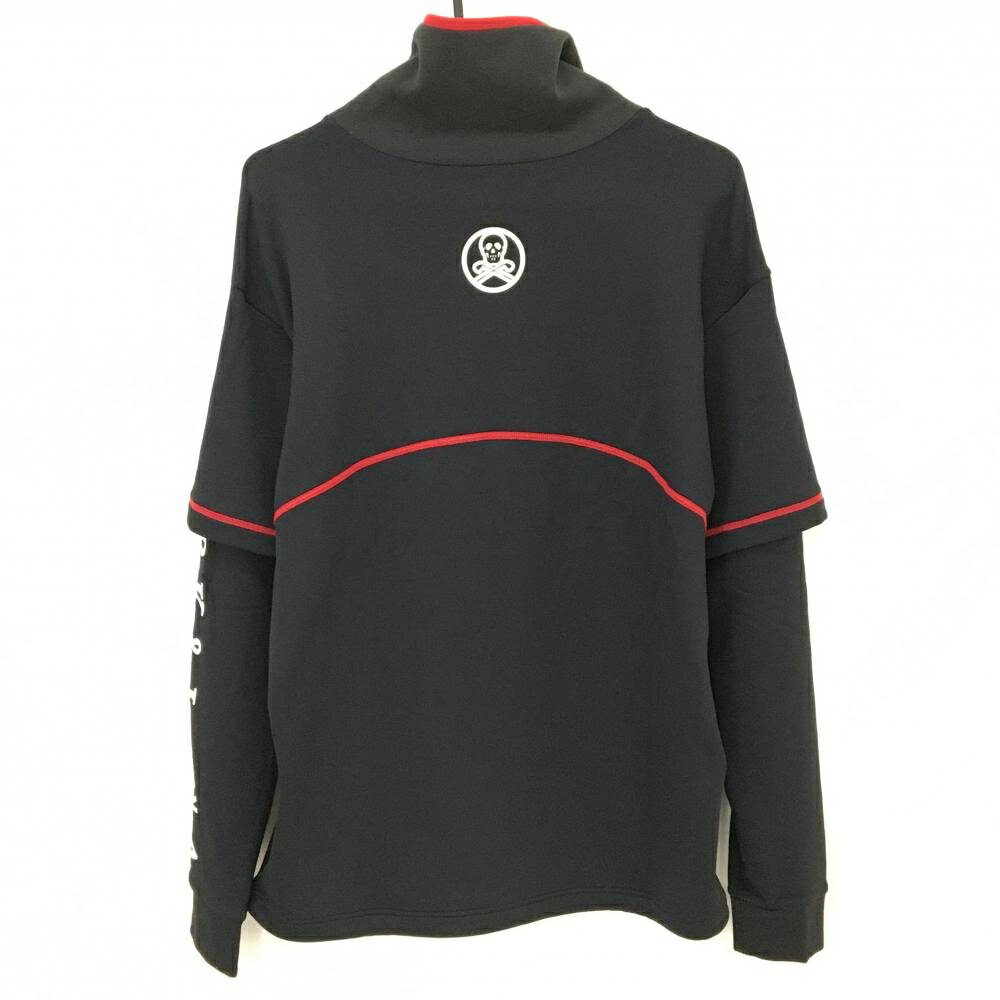 【超美品】マークアンドロナ ハイネックトレーナー 黒×レッド ネック・裏微起毛 メンズ 48(L) ゴルフウェア 2023年モデル MARK＆LONA