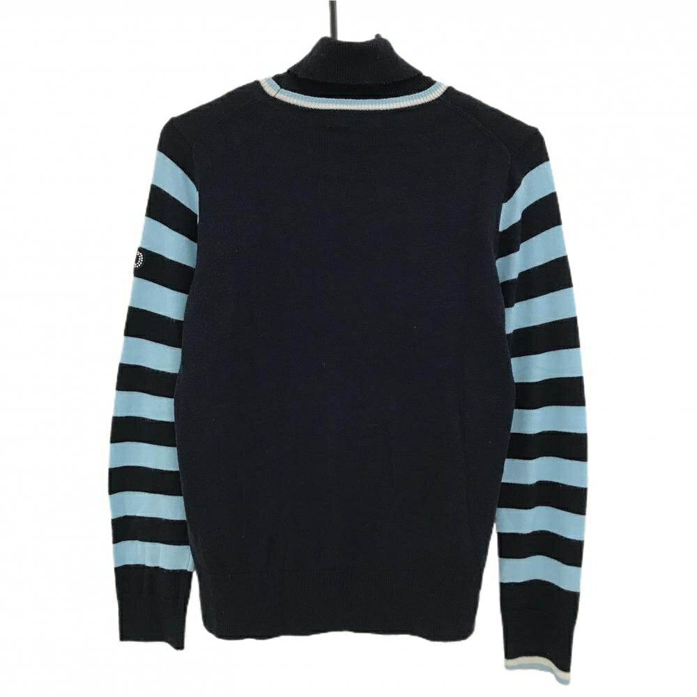 アンパスィ 2WAYセーター ネイビー×ライトブルー ドット ニット ハイネックインナー付 レディース L ゴルフウェア and per se