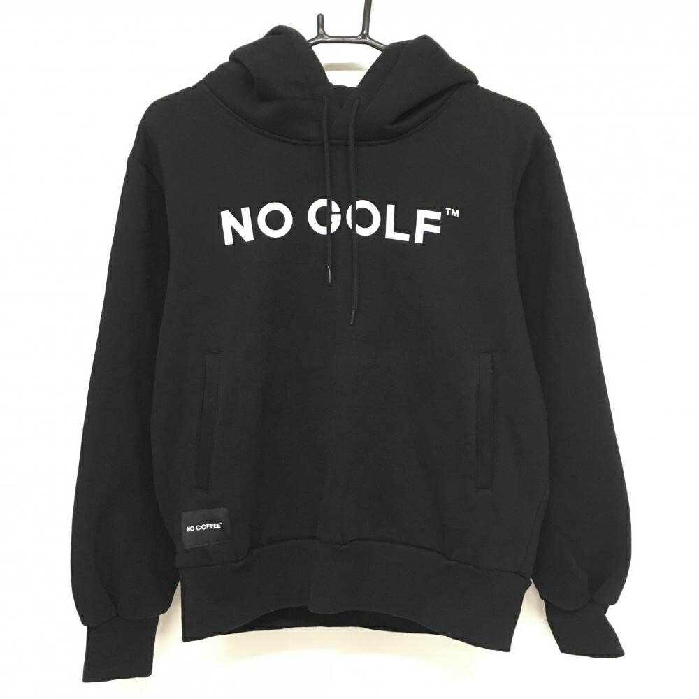 【超美品】ノーコーヒー×クラブハウス フード付トレーナー 黒 ロゴ白 裏起毛 レディース 共通サイズXS ..