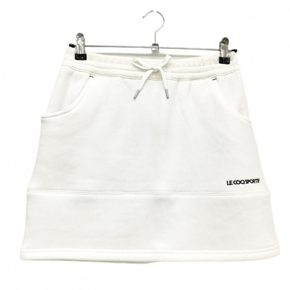 【新品】ルコックゴルフ スカート 白×ネイビー 裏起毛 ウエストゴム ストレッチ レディース M ゴルフウ..