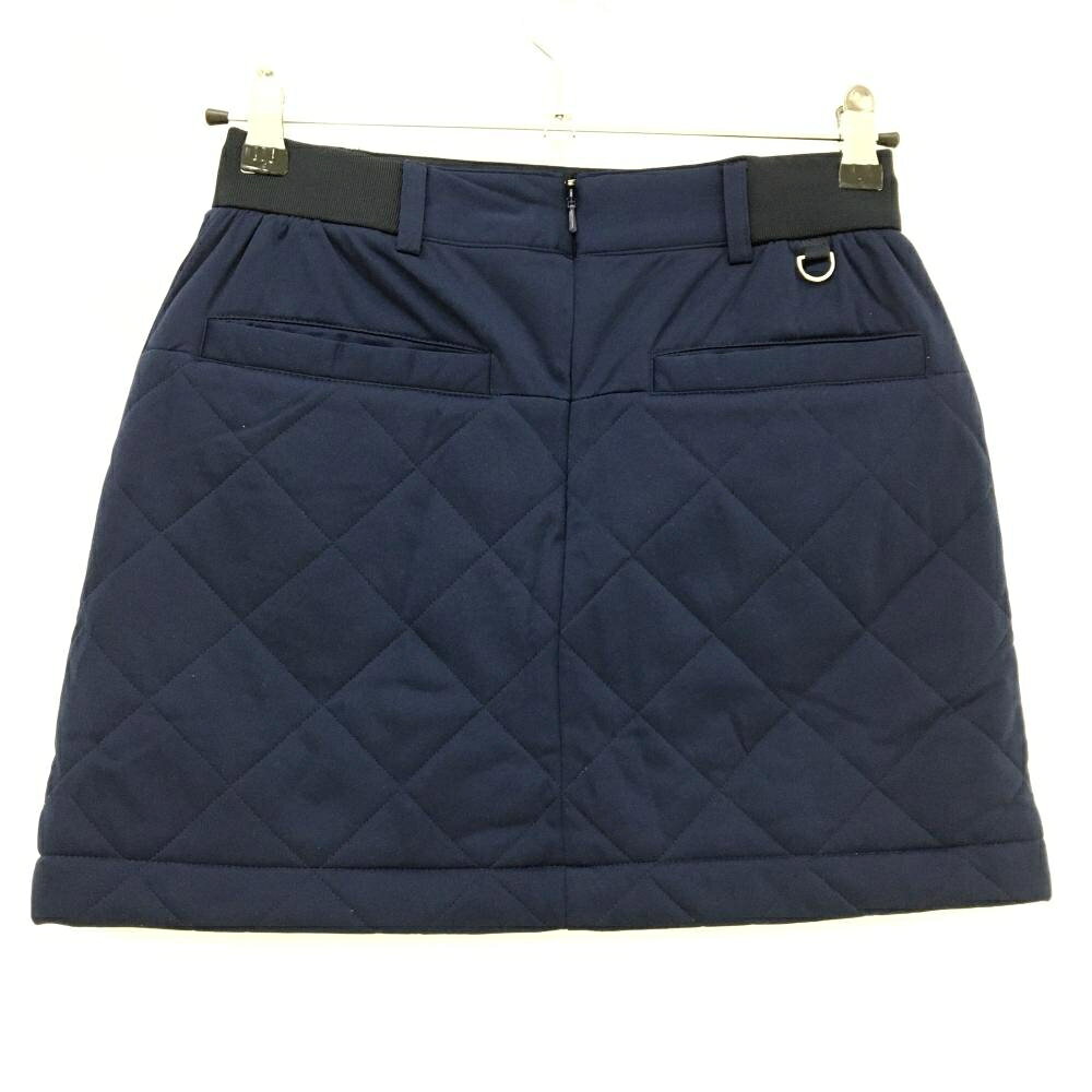 【超美品】キャロウェイ 中綿スカート ネイビー ロゴ白 キルティング ウエスト一部ゴム レディース SS ゴルフウェア Callaway