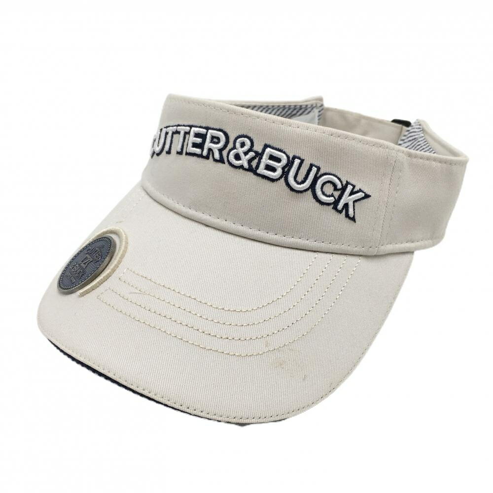 CUTTER & BUCK - 【美品】カッターアンドバック サンバイザー ベージュ×白 ロゴ刺しゅう F(57cm～59cm) ゴルフウェア CUTTER＆BUCK