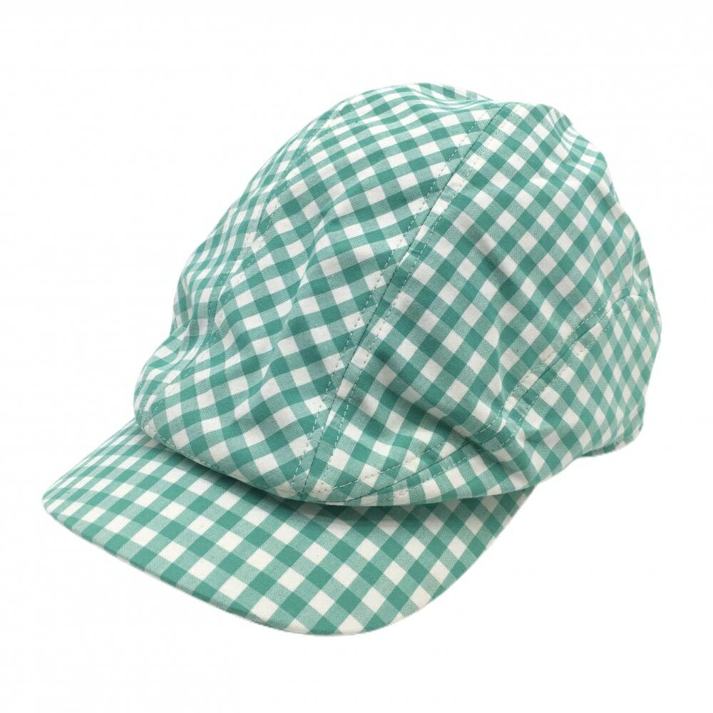 【美品】ヨネックス ハンチング帽 グリーン×白 ギンガムチェック VERYCOOL ゴルフウェア YONEX