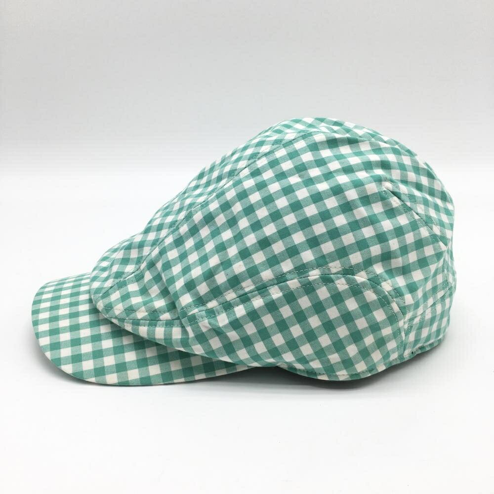 【美品】ヨネックス ハンチング帽 グリーン×白 ギンガムチェック VERYCOOL ゴルフウェア YONEX