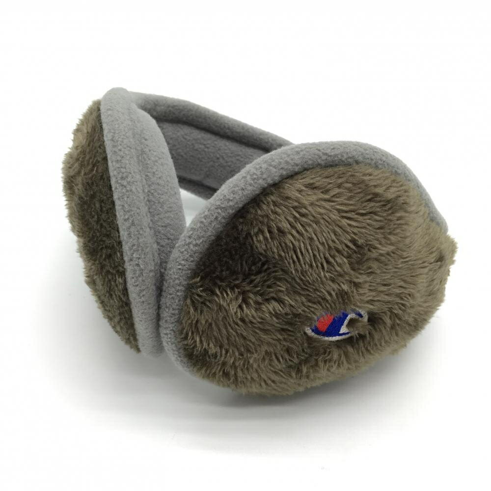 【超美品】チャンピオン ボアイヤーマフ カーキ×グレー 内側フリース 耳当て ゴルフウェア Champion