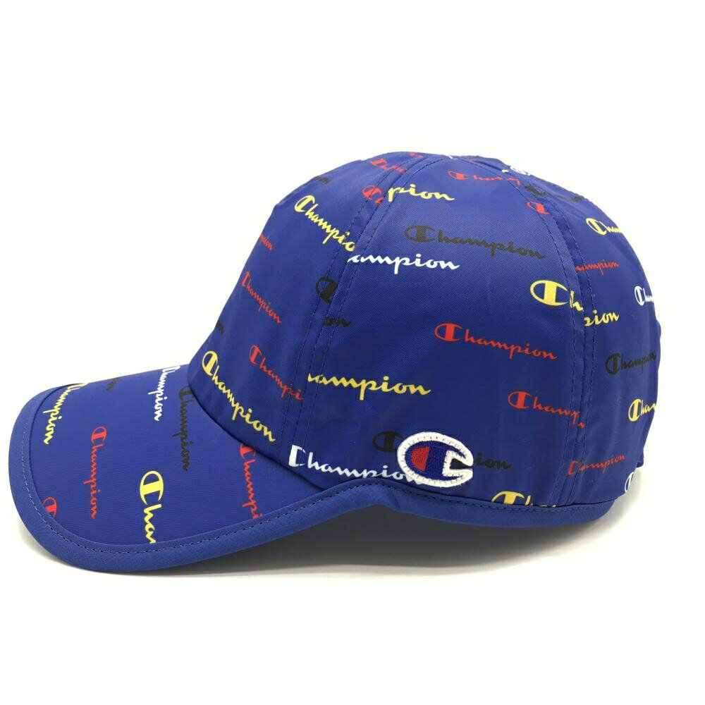 【新品】チャンピオン キャップ ブルー×マルチカラー 総柄 速乾 ストレッチ UVカット レディース FREE 56cm ゴルフウェア Champion