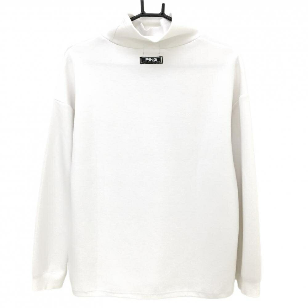 ピン 長袖ハイネックシャツ 白 フロントロゴ 全体的に毛羽立ち レディース M ゴルフウェア 2023年モデル PING