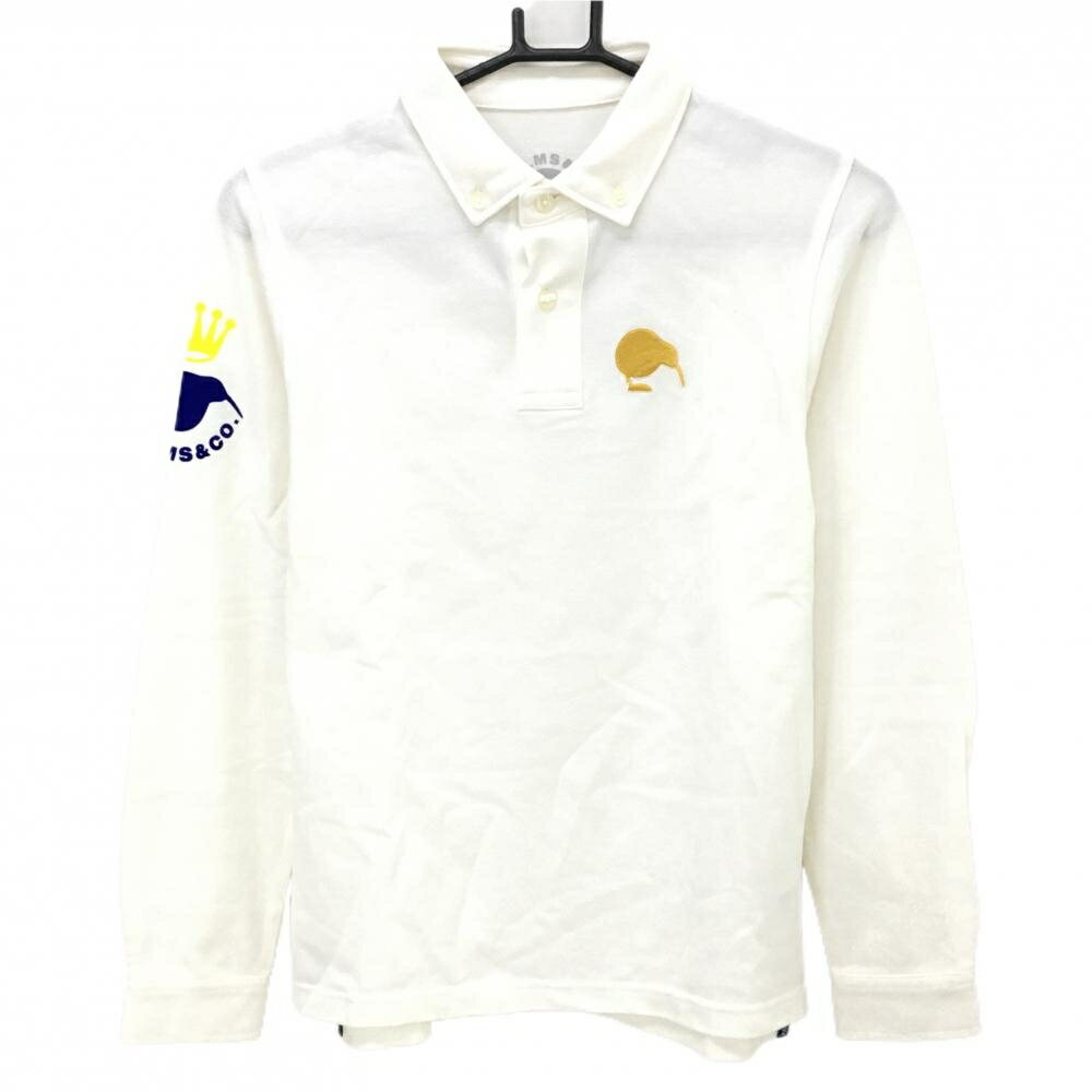 【新品】パームスアンドコー 長袖ポロシャツ 白 ボタンダウン 吸水速乾 レディース S ゴルフウェア PAL..